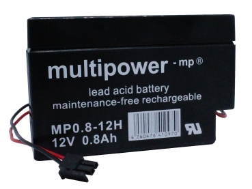 Bleiakku Batterie Multipower MP0,8-12H 12V 0,8Ah Molex Stecker AGM wartungsfrei