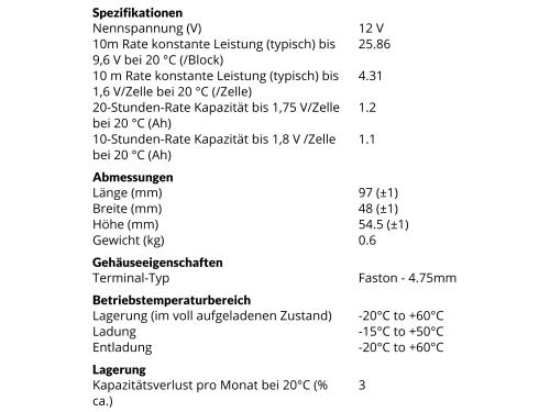 Yuasa NP1.2-12 12V 1,2Ah AGM Batterie Blei wartungsfrei VdS geprüft