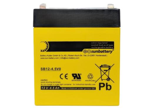 SUN Battery SB12-4.5V0 12V 4,5Ah FR2:LB470510008 BAT12-04 Blei Akku AGM