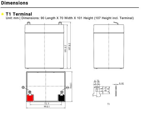 SUN Battery SB12-4.5V0 12V 4,5Ah FR2:LB470510008 BAT12-04 Blei Akku AGM