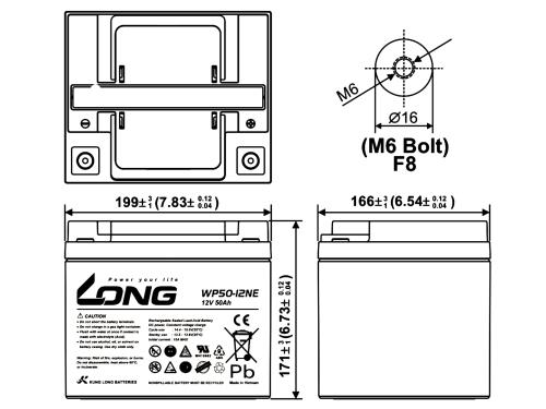 WP50-12NE Kung Long Pb Akku 12V 50Ah AGM wartungsfrei zyklenfest