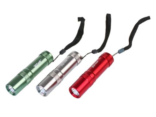 XCell LED-Taschenlampe Basic 1 Watt inkl. 3 x AAA Alkaline Batterien, Handschlaufe