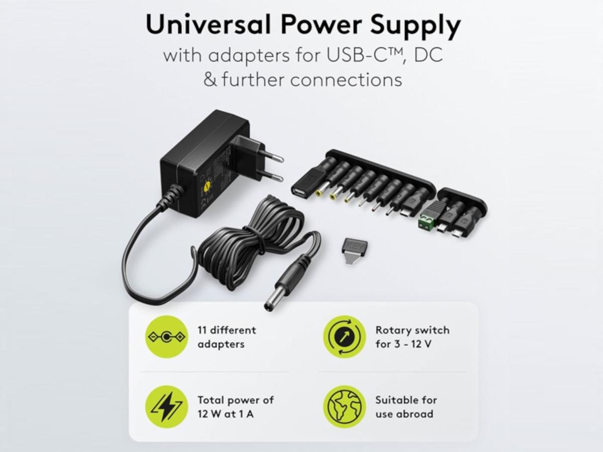 Universal Netzteil 3V - 12V 1A 11-teiliges DC Adapter Set