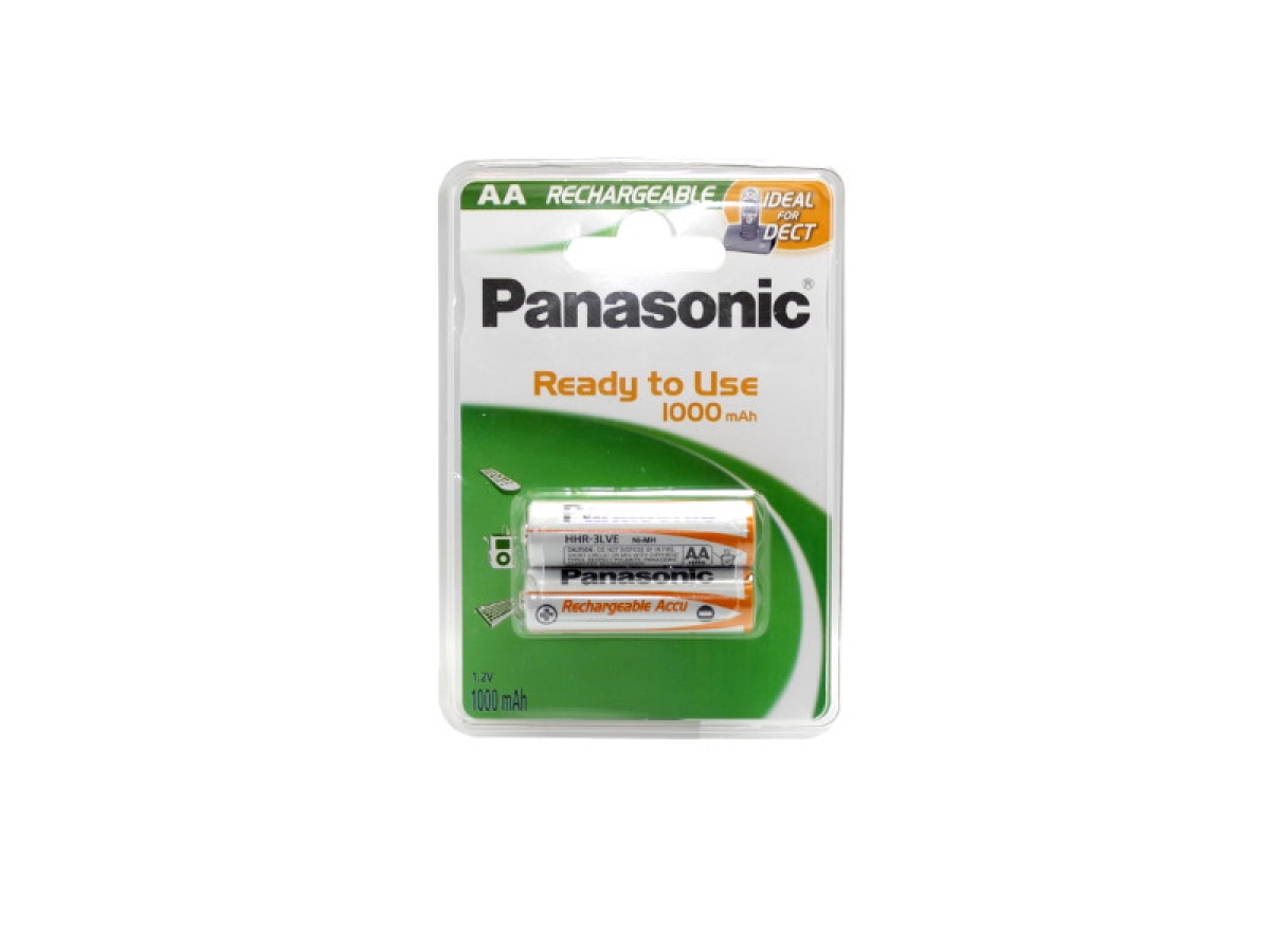 Akku Batterie Panasonic HHR-3LVE/2BC Ready to Use AA DECT Akku 2x 1,2V 1000mAh