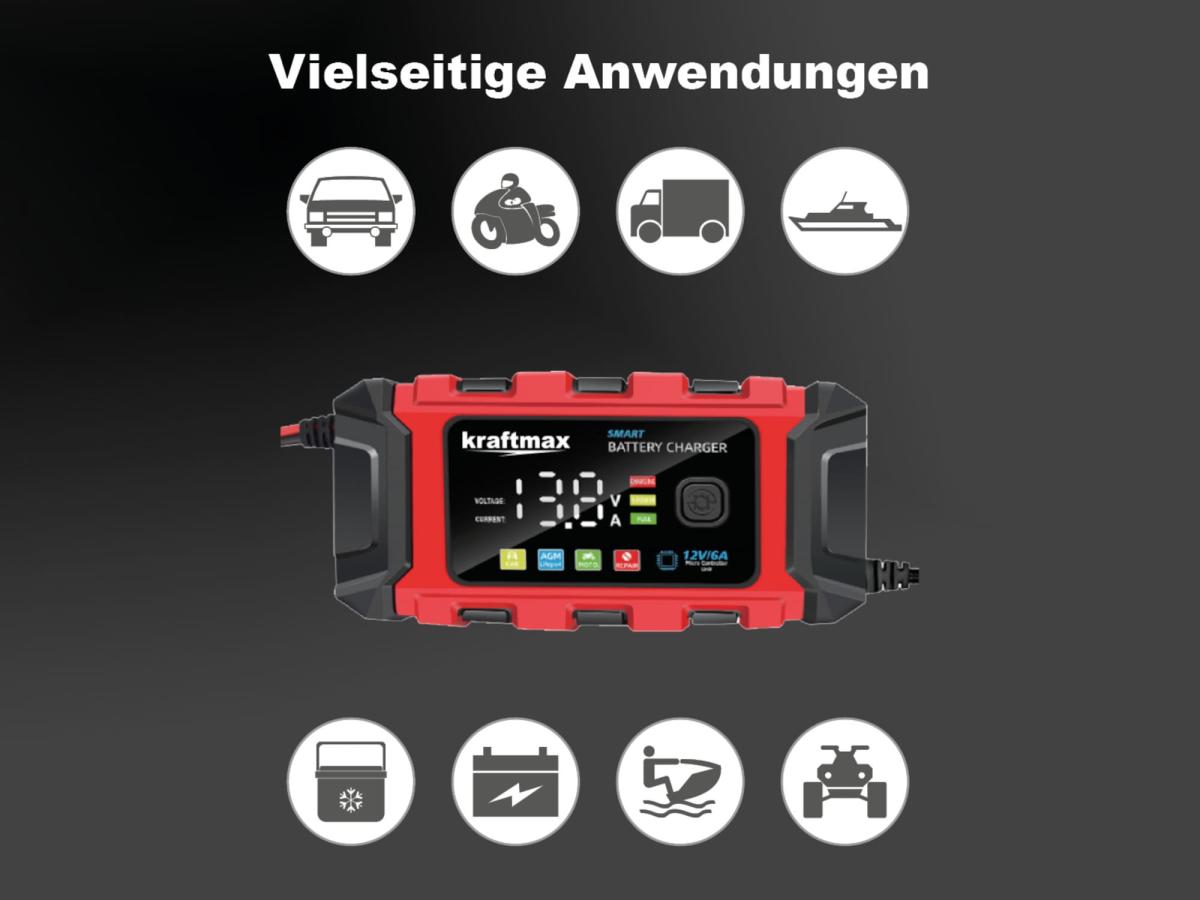 Kraftmax BC-360 12V KFZ-Ladegerät 2Ah-150Ah 3-Stufen Universal Smart Charger