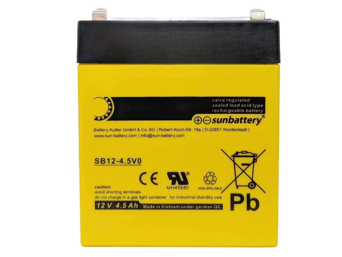 SUN Battery SB12-4.5V0 12V 4,5Ah FR2:LB470510008 BAT12-04 Blei Akku AGM