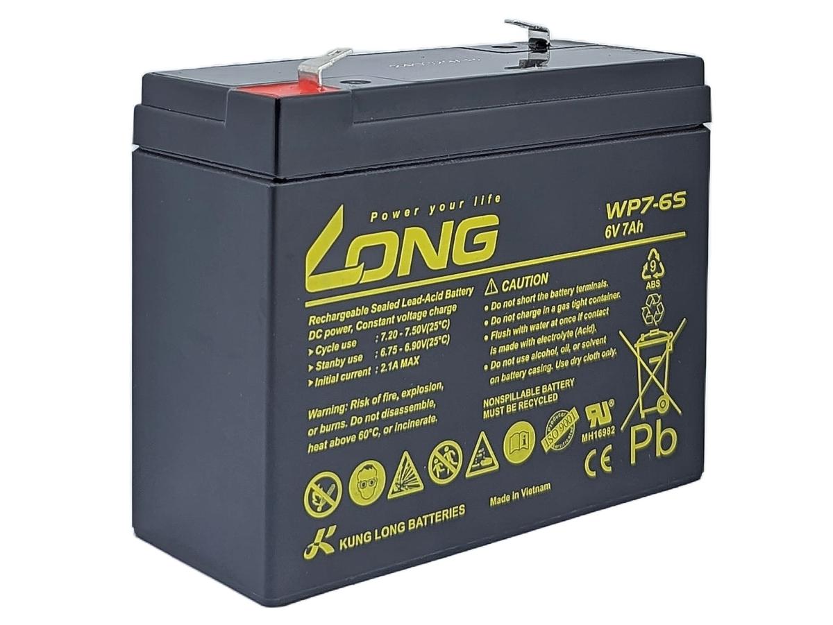 Akku Accu Batterie Kung Long WP7-6S 6V 7Ah AGM Blei Vlies wartungsfrei 6Volt