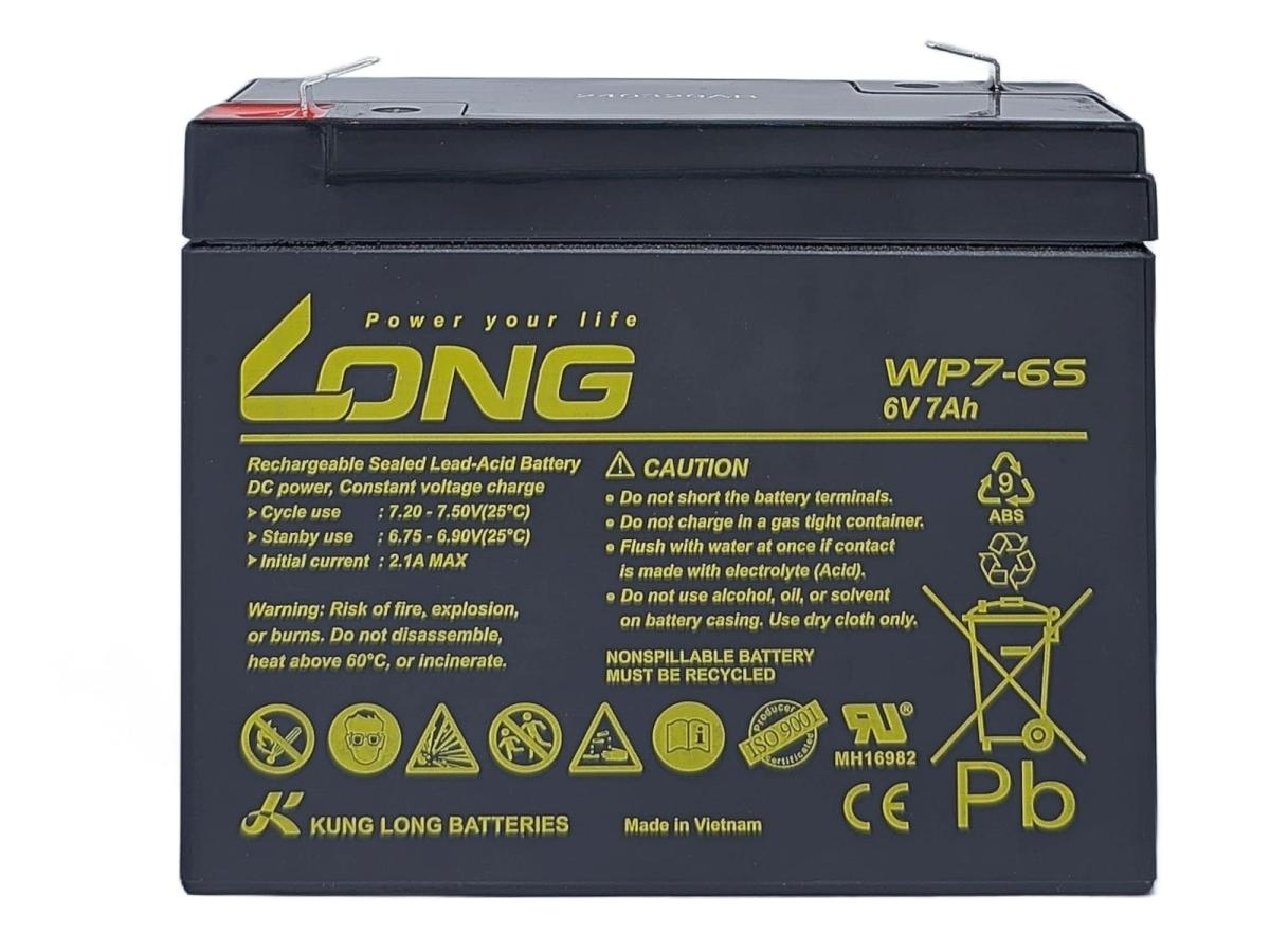 Akku Accu Batterie Kung Long WP7-6S 6V 7Ah AGM Blei Vlies wartungsfrei 6Volt